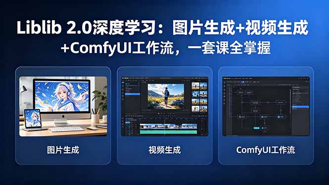 Liblib 2.0深度学习：图片生成+视频生成+ComfyUI工作流，一套课全掌握-搞钱利器