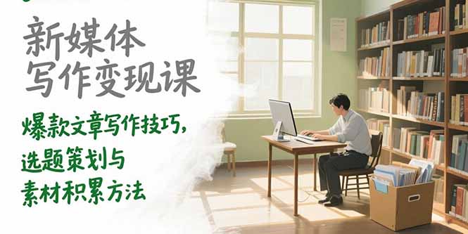 新媒体写作变现课，爆款文章写作技巧，选题策划与素材积累方法-搞钱利器
