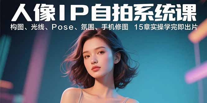 人像IP自拍系统课：构图、光线、Pose、氛围、手机修图 15章实操学完即出片-搞钱利器