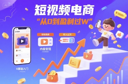 短视频电商：短视频变现从0到盈利过W-搞钱利器