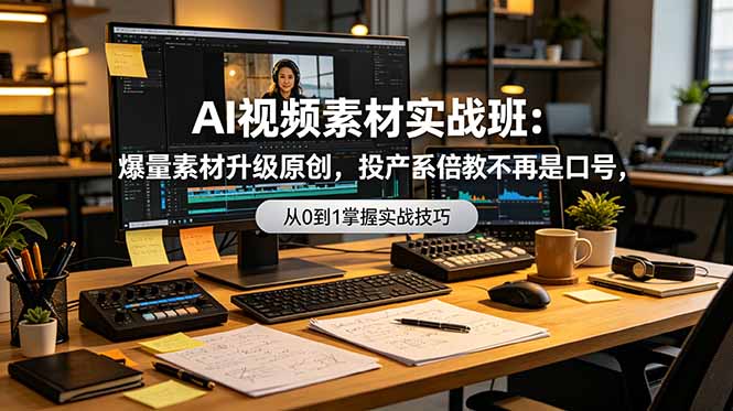 AI视频素材实战班：爆量素材升级原创，投产翻倍不再是口号，0-1系统教学实战落地-搞钱利器