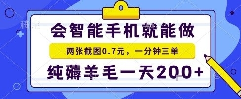 手机项目，二十秒一单，纯薅羊毛一天2张+做就有【揭秘】-搞钱利器