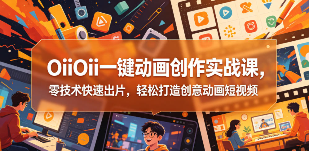 OiiOii一键动画创作实战课，零技术快速出片，轻松打造创意动画短视频-搞钱利器