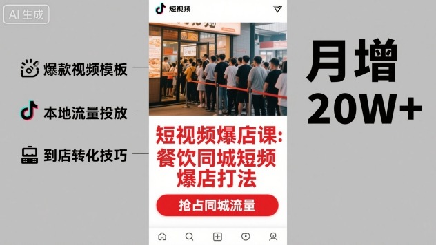 短视频爆店课，餐饮同城短视频爆店打法-搞钱利器
