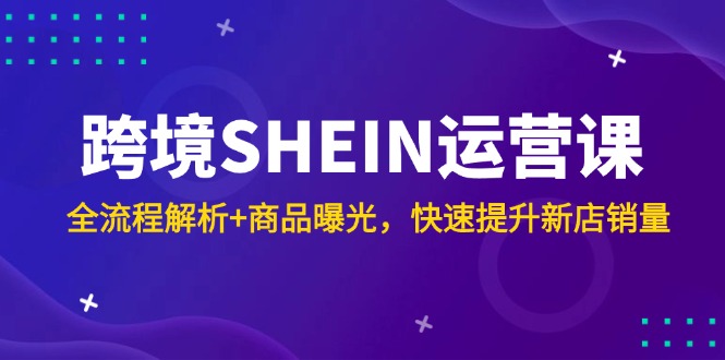 跨境SHEIN运营课，全流程解析+商品曝光，快速提升新店销量-搞钱利器