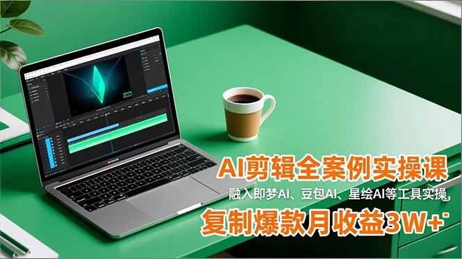 AI剪辑全案例实操课，融入即梦AI、豆包AI、星绘AI等工具实操，复制爆款月收益3W+-搞钱利器