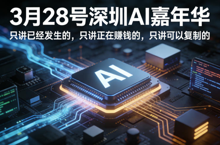3月28号深圳AI嘉年华，只讲已经发生的，只讲正在賺钱的，只讲可以复制的-搞钱利器
