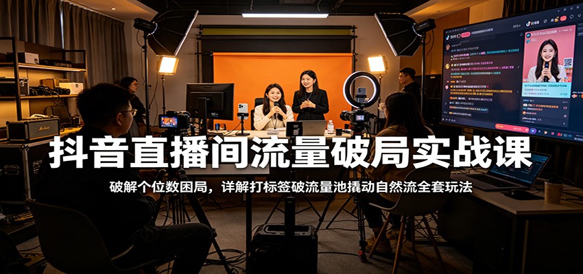 抖音直播间流量破局实战课：破解个位数困局，详解打标签破流量池撬动自然流全套玩法-搞钱利器