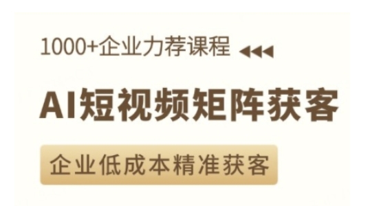 AI短视频矩阵获客实操课，企业低成本精准获客-搞钱利器