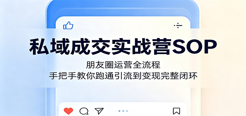 私域成交实战营SOP：朋友圈运营全流程，手把手教你跑通引流到变现完整闭环-搞钱利器