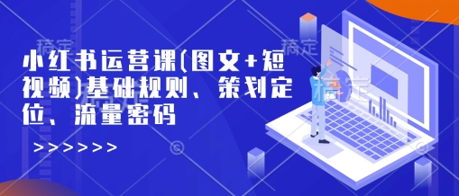 小红书运营课(图文+短视频)基础规则、策划定位、流量密码-搞钱利器