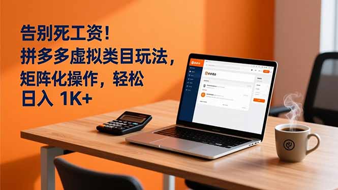 告别死工资！拼多多虚拟类目玩法，矩阵化操作，轻松日入 1K+-搞钱利器