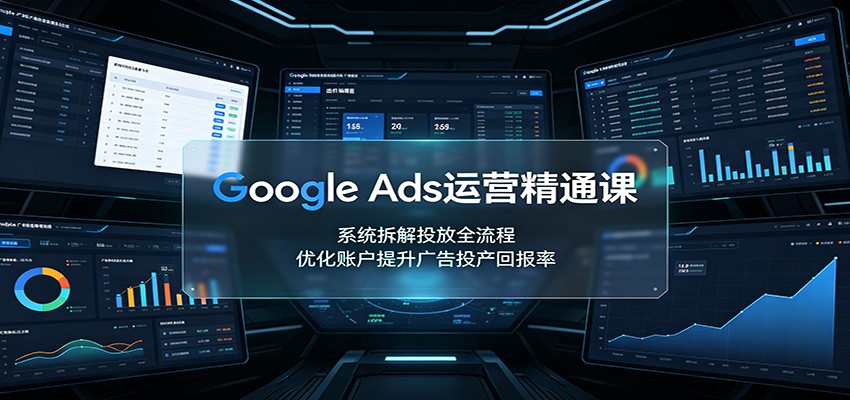 Google Ads运营精通课：系统拆解投放全流程，优化账户提升广告投产回报率-搞钱利器