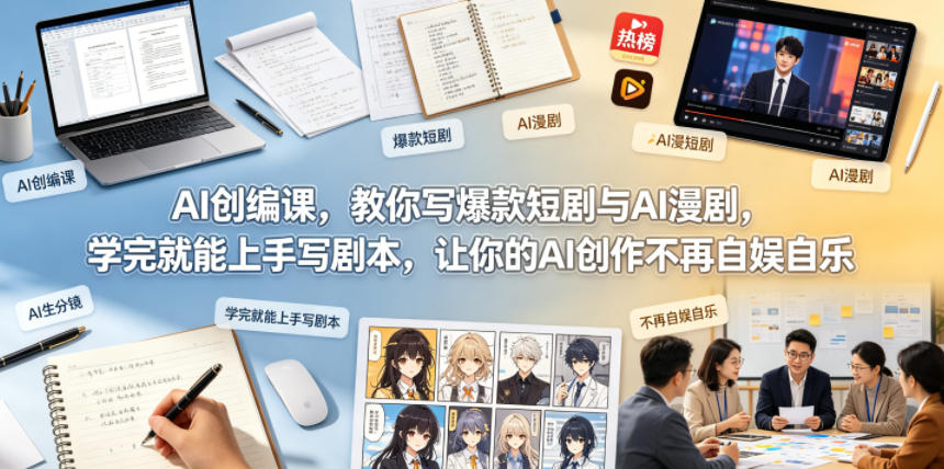 AI创编课，教你写爆款短剧与AI漫剧，学完就能上手写剧本，让你的AI创作不再自娱自乐-搞钱利器