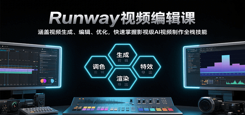 Runway视频编辑课，涵盖视频生成、编辑、优化，快速掌握影视级AI视频制作全栈技能-搞钱利器