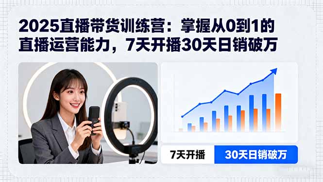 2025直播带货训练营：掌握从0到1的直播运营能力，7天开播30天日销破万-搞钱利器