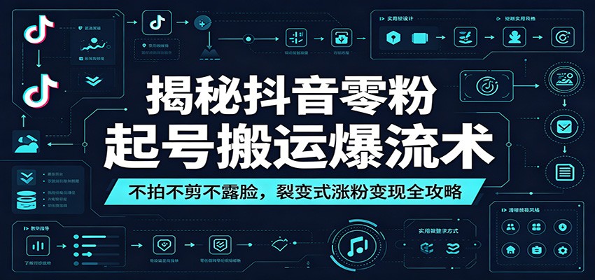 揭秘抖音零粉起号搬运爆流术：不拍不剪不露脸，裂变式涨粉变现全攻略-搞钱利器
