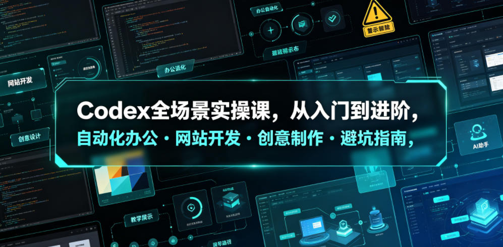 Codex全场景实操课，从入门到进阶，自动化办公・网站开发・创意制作・避坑指南，全流程教学-搞钱利器