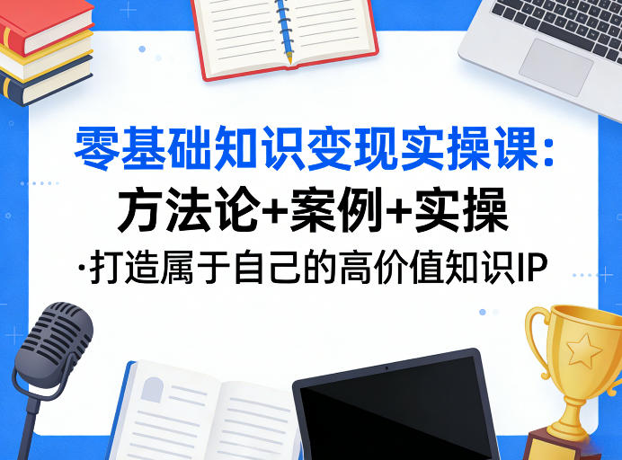 零基础知识变现实操课，方法论+案例+实操，打造属于自己的高价值知识IP-搞钱利器