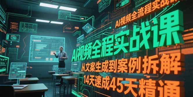 AI视频全流程实战课，从文案生成到案例拆解，14天速成45天精通-搞钱利器