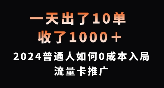一天出了10单，收了1000+，2024普通人如何0成本入局流量卡推广【揭秘】-搞钱利器