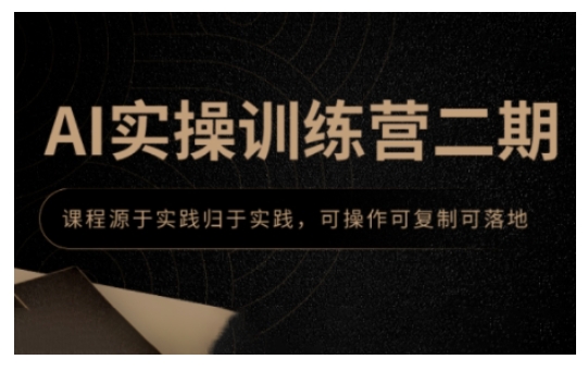 AI实操训练营二期，课程源于实践归于实践，可操作可复制可落地-搞钱利器