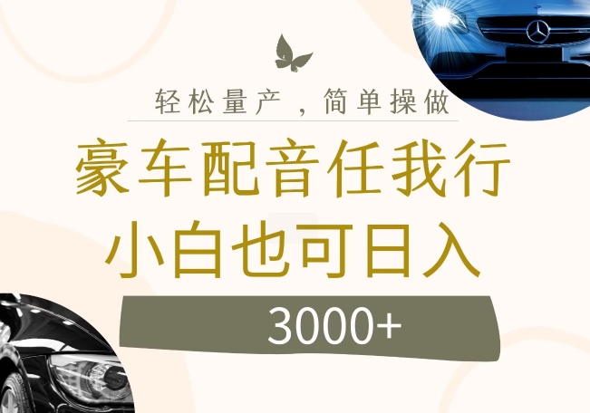 不为人知的暴力小项目，豪车配音，日入几张【揭秘】-搞钱利器