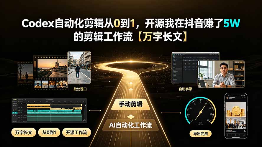 Codex自动化剪辑从0到1，开源我在抖音赚了5W 的剪辑工作流【万字长文】-搞钱利器