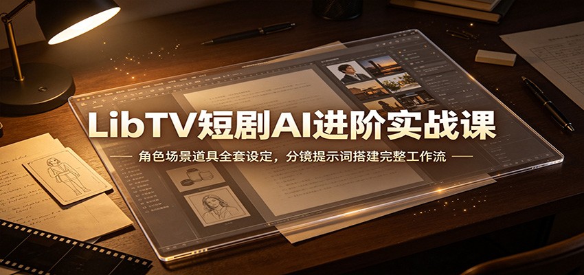 LibTV短剧AI进阶实战课：角色场景道具全套设定，分镜提示词搭建完整工作流-搞钱利器
