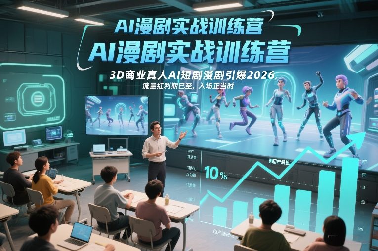 AI漫剧实战训练营,3D商业真人AI短剧漫剧引爆2026,流量红利期已至,入场正当时-搞钱利器