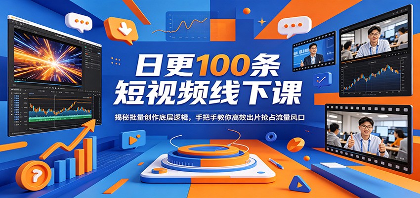 日更100条短视频线下课：揭秘批量创作底层逻辑，手把手教你高效出片抢占流量风口-搞钱利器