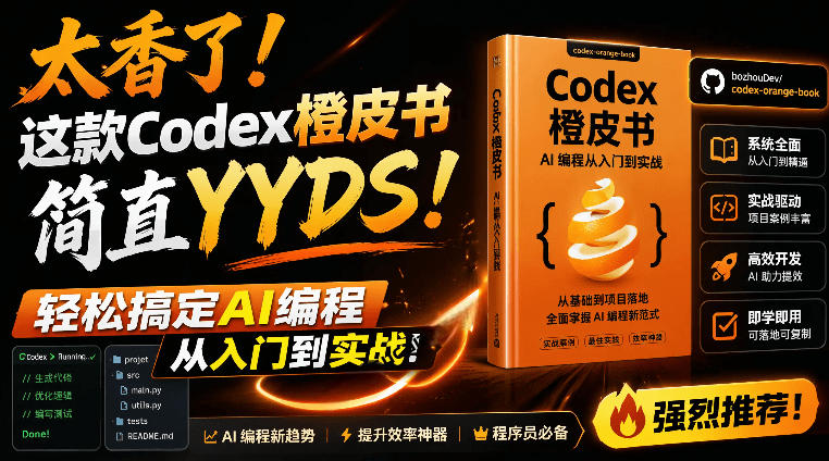 Codex橙皮书简直YYDS，非官方开源的Codex全链路指南，轻松搞定AI编程入门到实战【文档】-搞钱利器