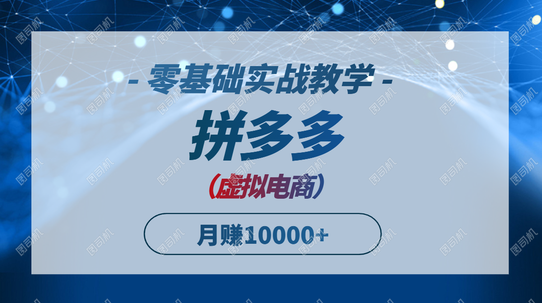 拼多多虚拟电商，零基础实战教学，快速打爆商品，新手也能月入10000+-搞钱利器