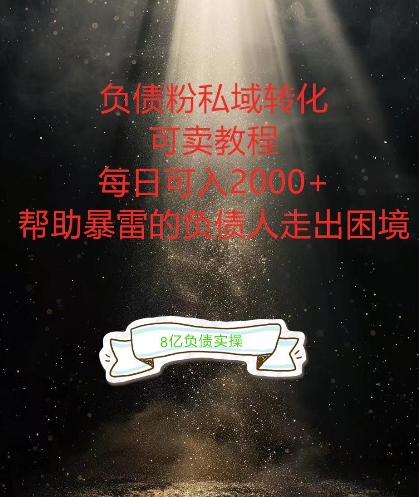 负债粉掘金计划，帮助负债者解决问题，债务规划，债务重组，最好的变现方式【揭秘】-搞钱利器