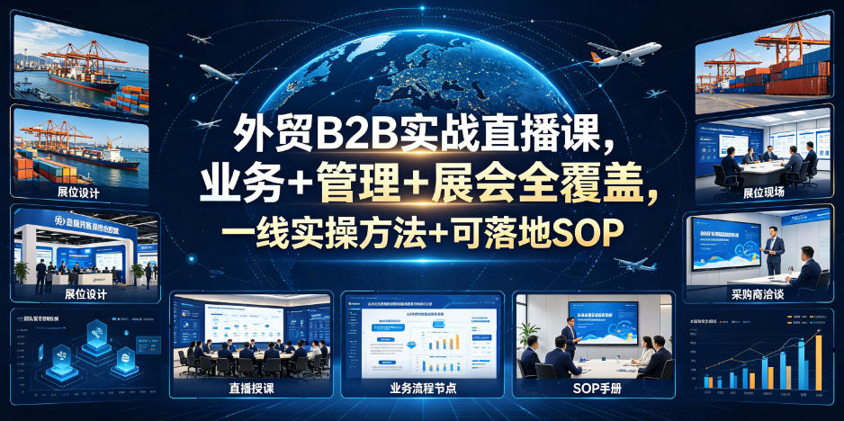 外贸B2B实战直播课，业务+管理+展会全覆盖，一线实操方法+可落地SOP-搞钱利器
