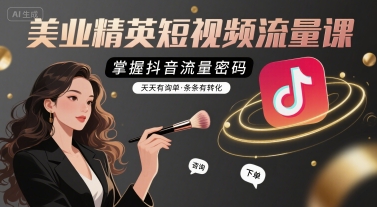 美业精英短视频流量课，掌握抖音流量密码，天天有询单，条条有转化-搞钱利器