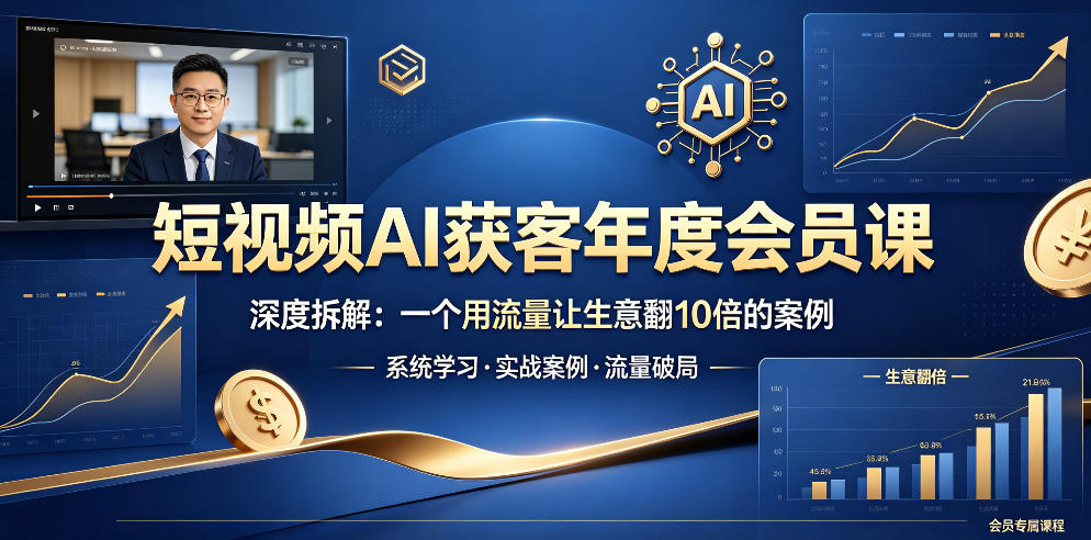 短视频AI获客年度会员课，深度拆解，一个用流量让生意翻10倍的案例-搞钱利器