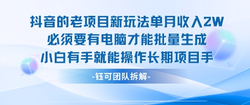 老项目新玩法单月收入2W小白有手就能操作长期项目-搞钱利器