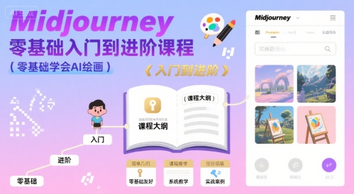midjourney零基础入门到进阶课程，零基础学会AI绘画-搞钱利器
