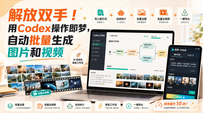 解放双手！用Codex操作即梦，自动批量生成图片和视频-搞钱利器