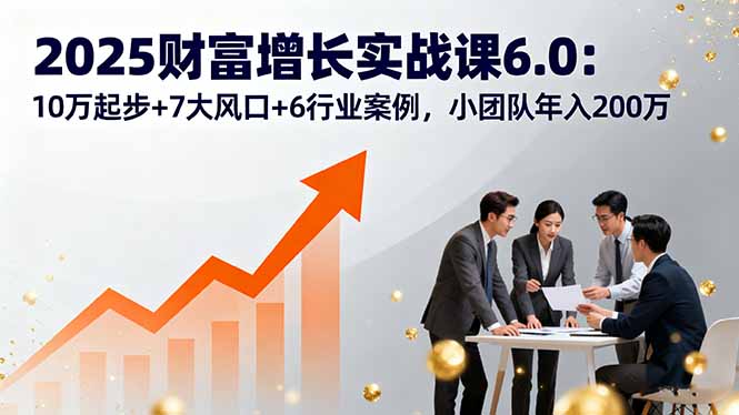 2025财富增长实战课6.0：10万起步+7大风口+6行业案例，小团队年入200万-搞钱利器