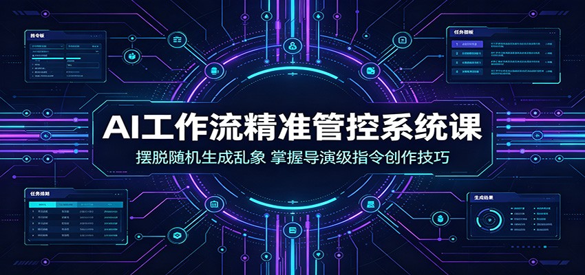 AI工作流精准管控系统课：摆脱随机生成乱象，掌握导演级指令创作技巧-搞钱利器