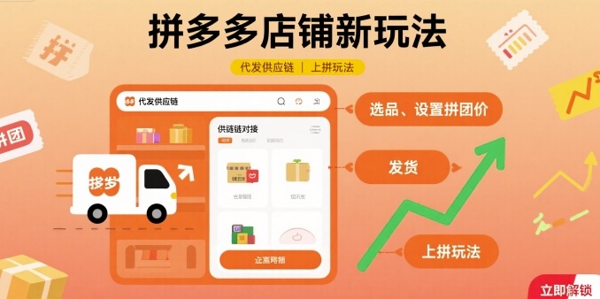 拼多多店铺新玩法，代发供应链上拼玩法-搞钱利器