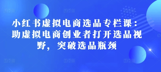 小红书虚拟电商选品专栏课：助虚拟电商创业者打开选品视野，突破选品瓶颈-搞钱利器
