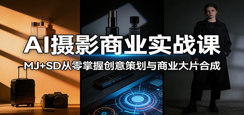 AI摄影商业实战课：MJ+SD从零掌握创意策划与商业大片合成-搞钱利器