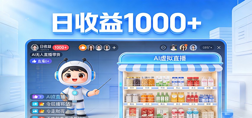 不用露脸不用说话,24小时自动卖货赚钱,全天自动直播,收益看得见-搞钱利器