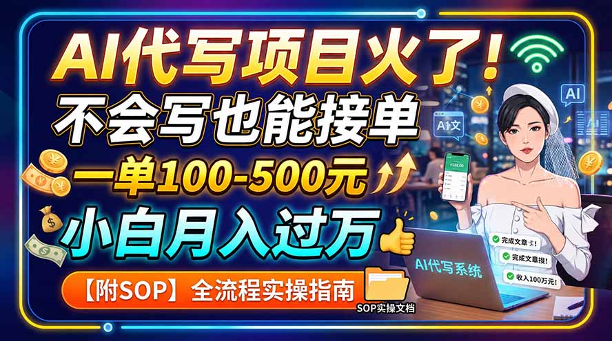 AI代写项目火了！不会写也能接单，一单100-500元，小白月入过万【附SOP】-搞钱利器