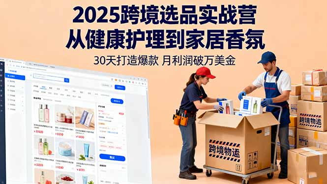 2025跨境选品实战营：从健康护理到家居香氛，30天打造爆款,月利润破万美金-搞钱利器
