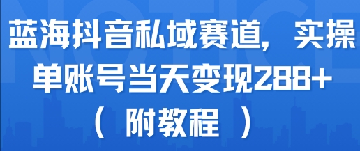蓝海抖音私域赛道，实操单账号当天变现288+(附教程)-搞钱利器