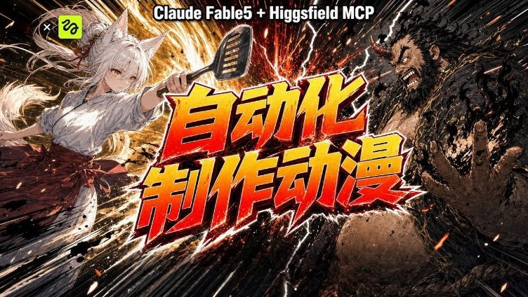 AI自动化动漫制作!Claude Fable 5接入Higgsfield MCP,直接生成完整创意内容-搞钱利器